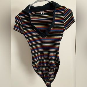 Out from Under Rainbow Collared Bodysuit Size Small